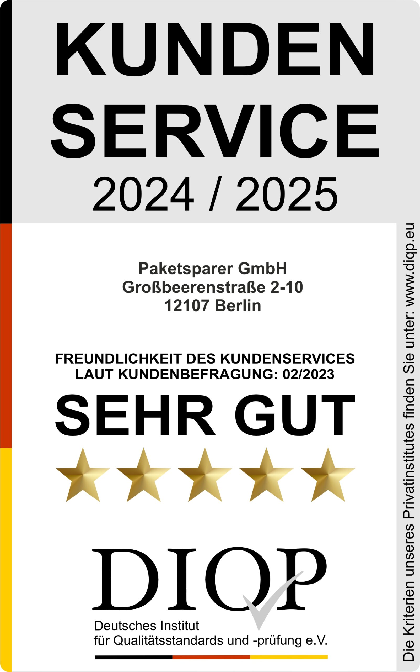 Kunden Service (DIQP) 2024-2025 Kundenfreundliche Energierechnung DIFET Siegel
